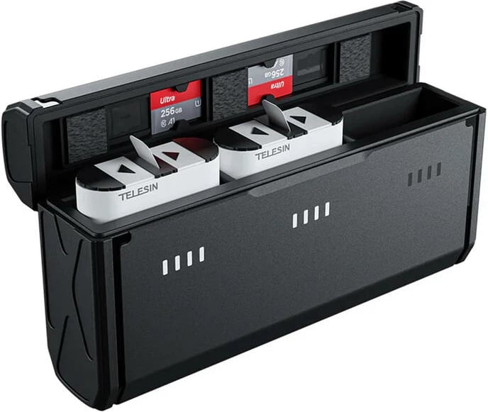 Karikues baterish Telesin S0-ECB-01-TGP për GoPro 9/10/11/12 me 2 bateri, i zi