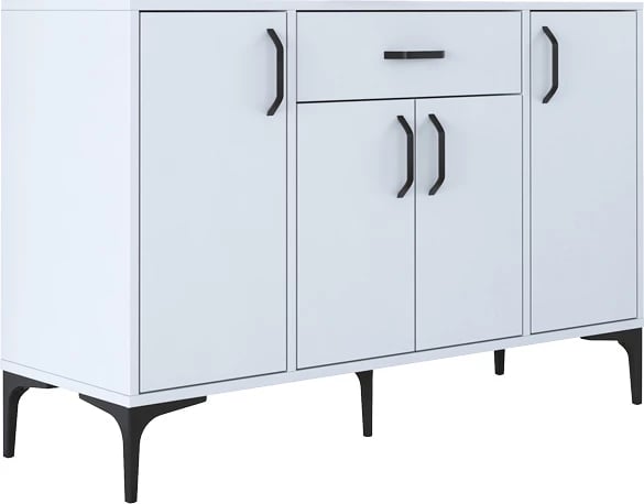 Bufe Luther melaminë e bardhë-këmbë metalike e zezë 120x40x78.5cm