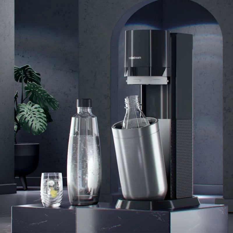 Aparat për gazifikim uji, SodaStream DUO QC, 1L, i zi, set me 1 karafë xhami & 1 shishe PET (1016812411)