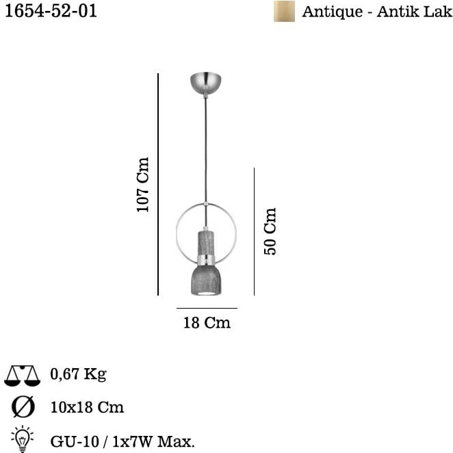 Llambë tavani Opviq, ngjyrë Antique Lacquer, Under - 52-01