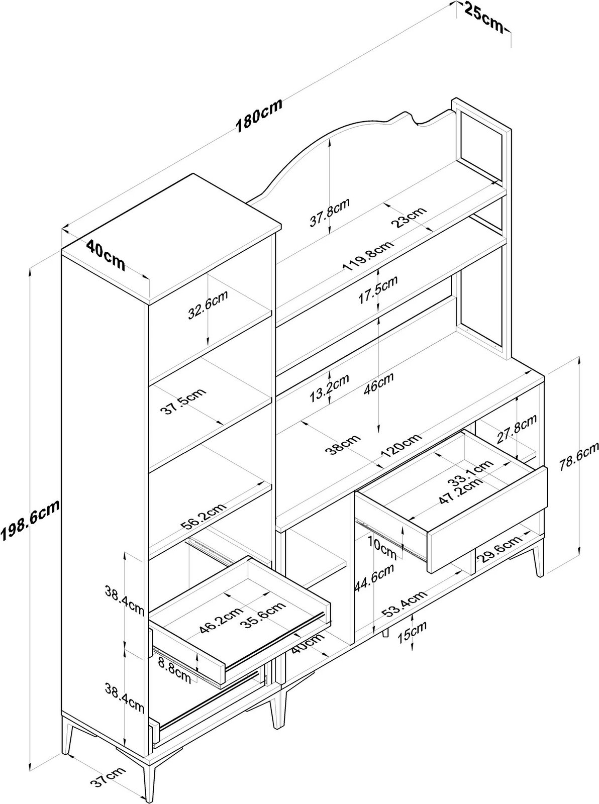 Dollap multifunksional, ngjyrë e bardhë, Skye Decor, JE148 - 3080