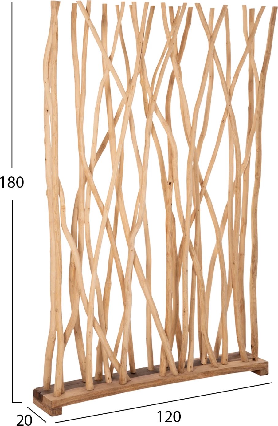 Ndarës dhome, degë teak të ngurta, ngjyrë natyrale, FH9521, 120x20x180H cm