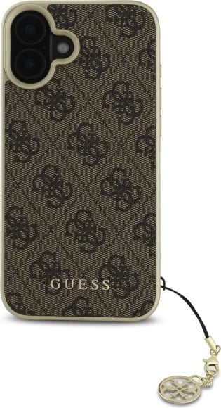 Mbështjellës Guess 4G Charms Collection për iPhone 16 Plus, Kafe