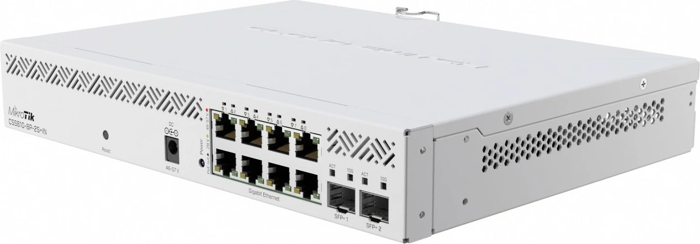 Switch i menaxhuar MikroTik CSS610-8P-2S+IN, 8 porta Gigabit, 2 porta SFP+, i bardhë