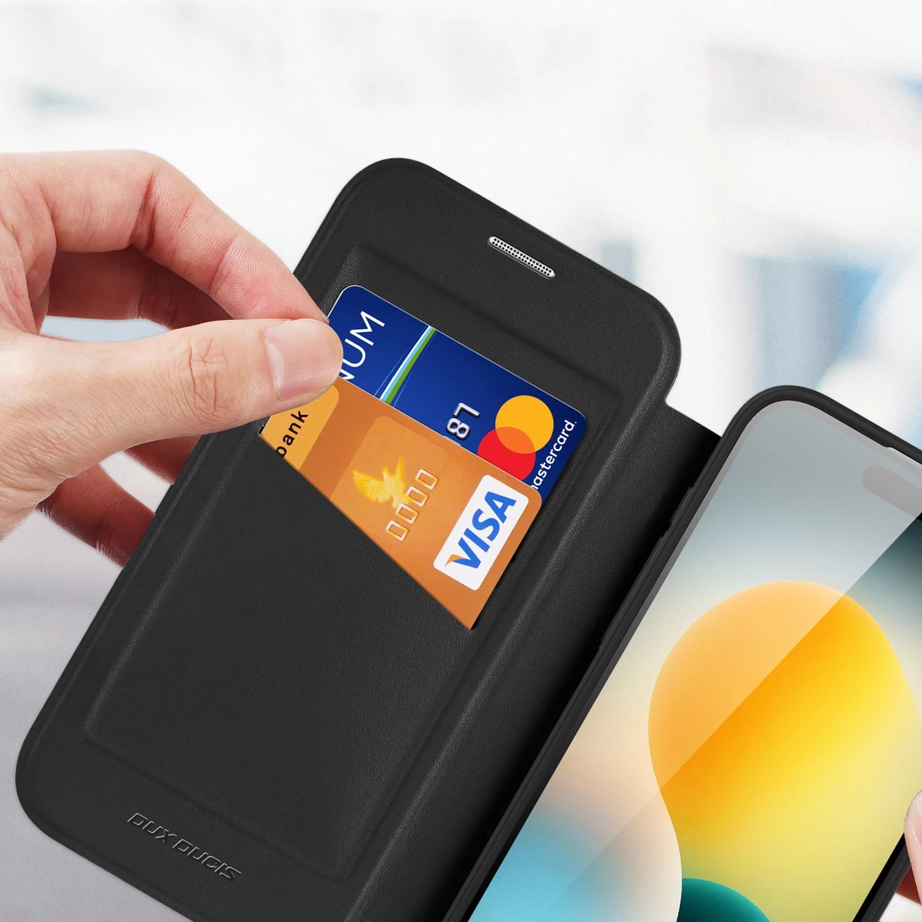 Mbështjellës Dux Ducis Skin X Pro për iPhone 17 Air, me portofol, MagSafe, e zezë