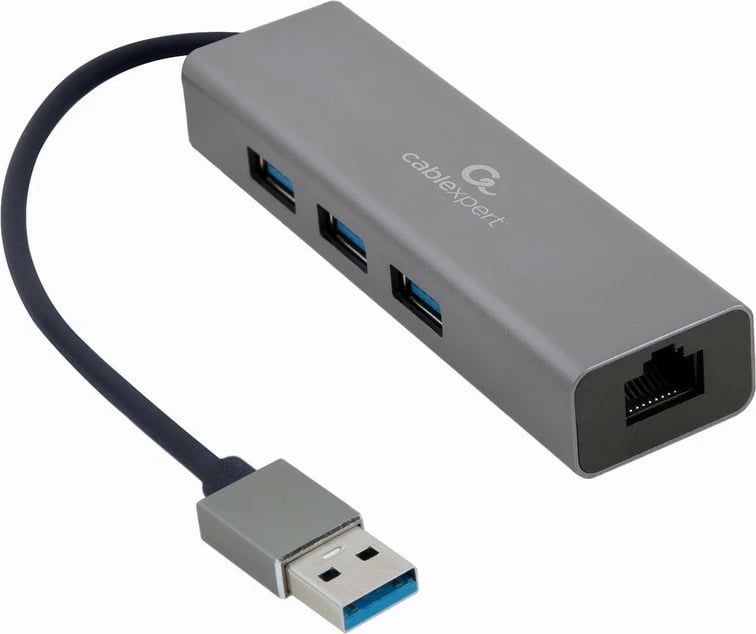 Adapter USB në LAN Gembird A-AMU3-LAN-01, 3x USB 3.0, Gri