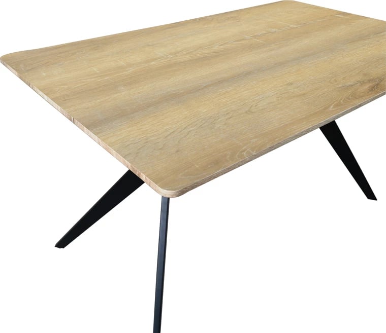 Tavolinë Ezali, sipërfaqe sonoma, këmbë metalike të zeza, 140x80x75cm