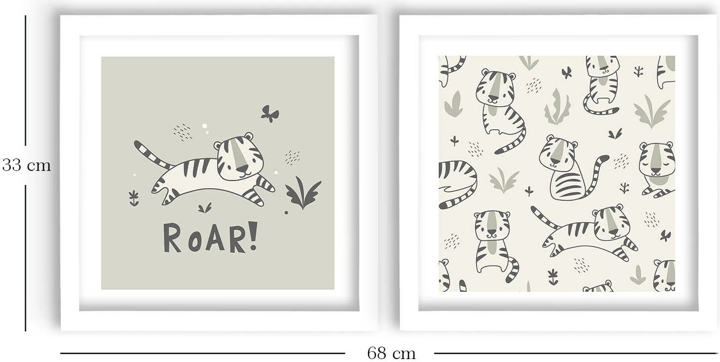 Piktura dekorative me kornizë MDF (2 copë), Wallity, 2P3333BCT-019