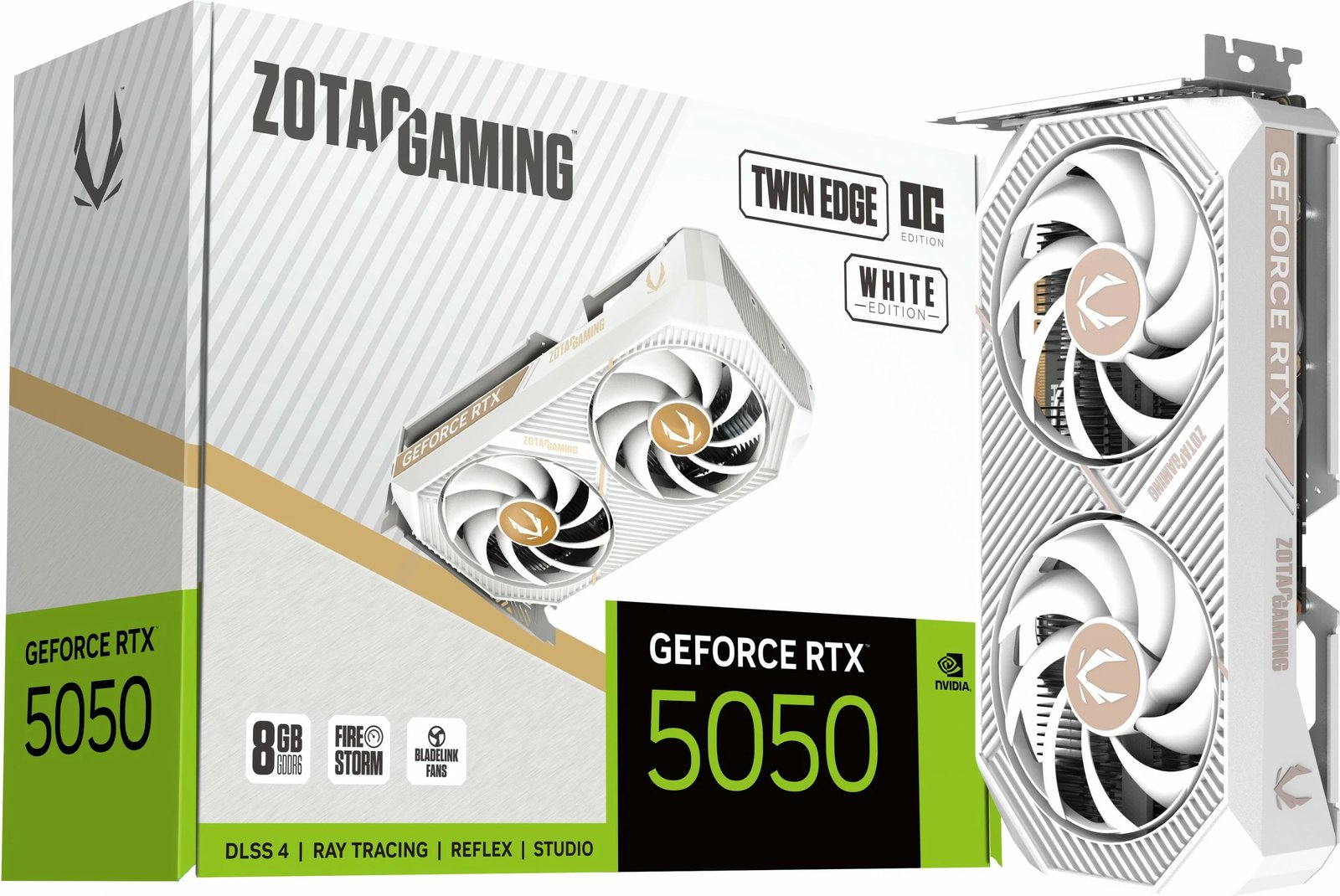 Kartelë grafike Zotac RTX 5050 Twin Edge OC 8GB GDDR6 e bardhë