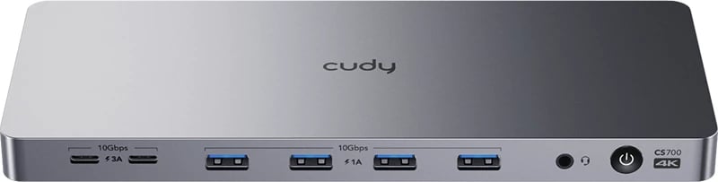 Dok USB-C Cudy CS700, Dual 4K, 10 Gbps, alumini, argjend