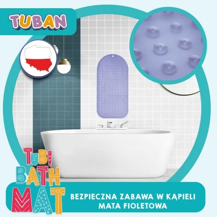 Tapet banje antirrëshqitës TUBAN TU3834, 35x70 cm, vjollcë Tapet banje antirrëshqitës TUBAN TU3834, 35x70 cm, vjollcë