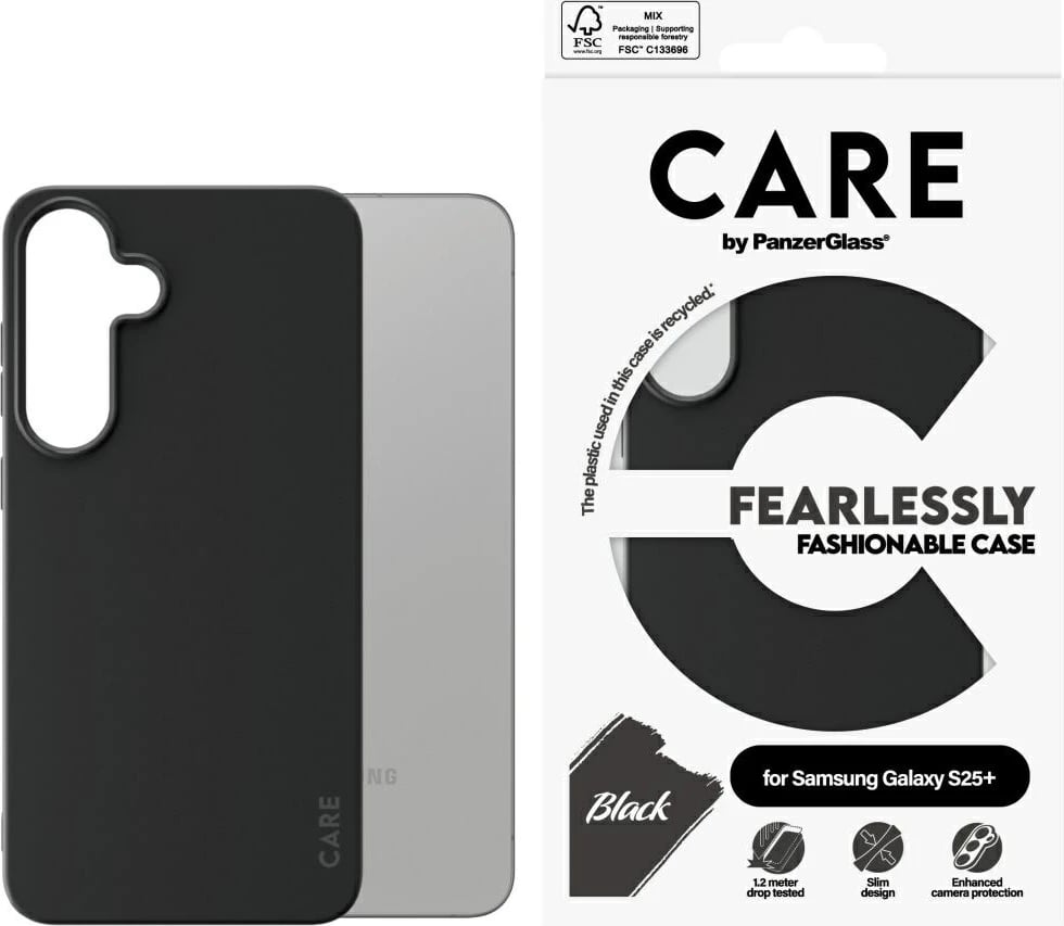 Mbështjellës PanzerGlass CARE për Samsung Galaxy S25+, i zi