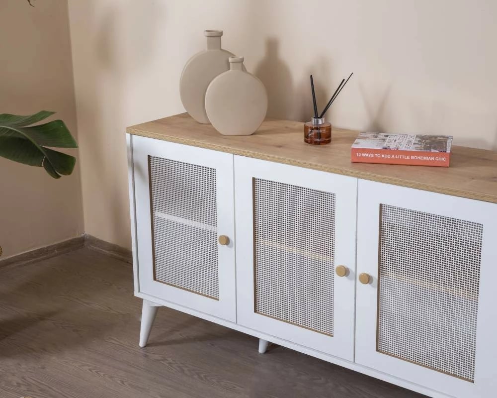 Konsol Calvin, ngjyrë e bardhë dhe lis, Skye Decor