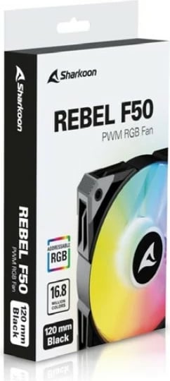 Ventilator kase Sharkoon Rebel F50 PWM 120mm, LED, i zi/gri
