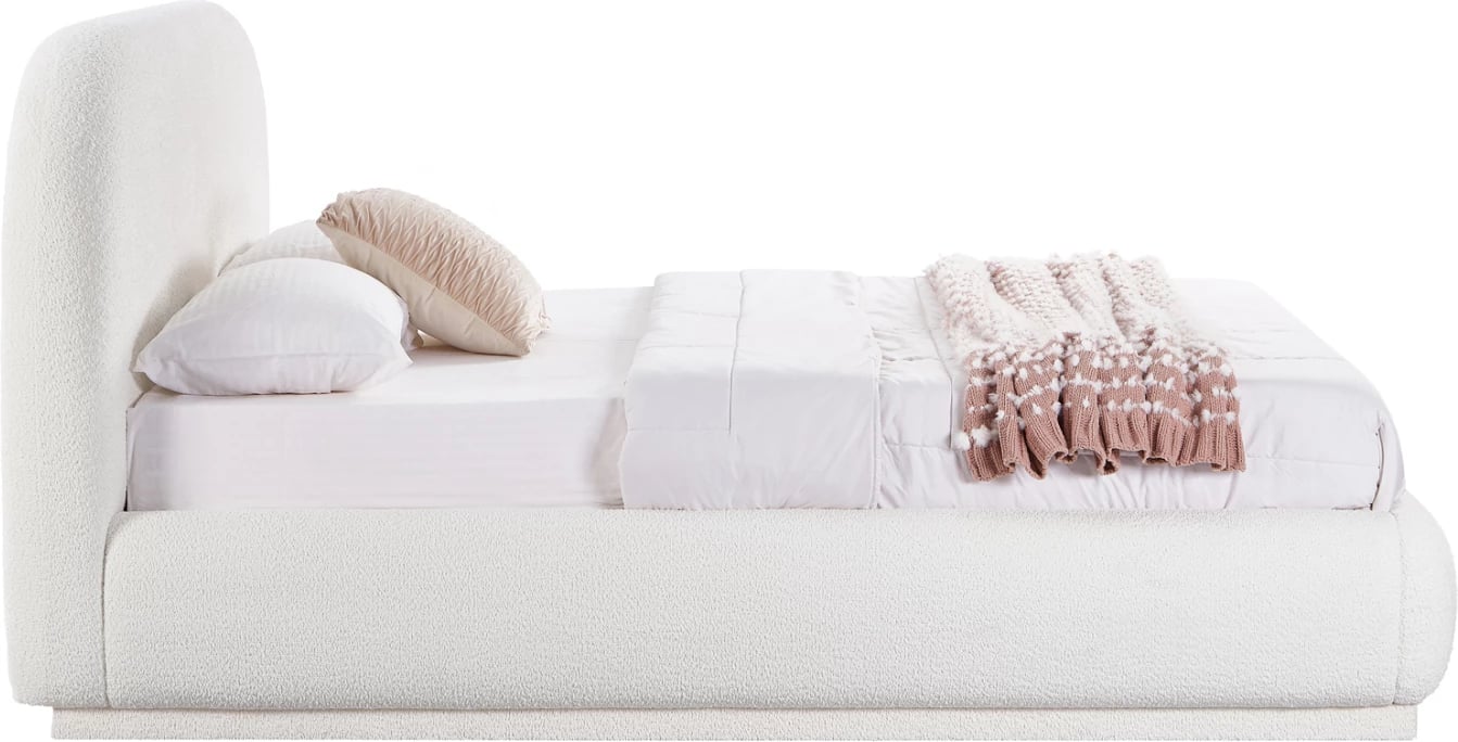 Krevat dopio me hapësirë për depo, stof CHENILLE i bardhë, NOCTIS CD726.02, dyshek 160x200cm