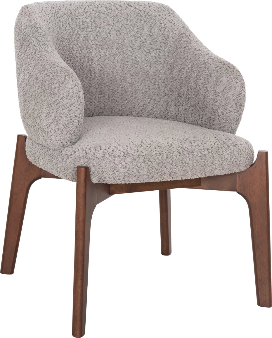 Karrige për ngrënie ABAI FH9971.03, dru gome, ngjyrë arre, pëlhurë boucle, gri e lehtë, 65x63x79 cm, set prej 2 copash