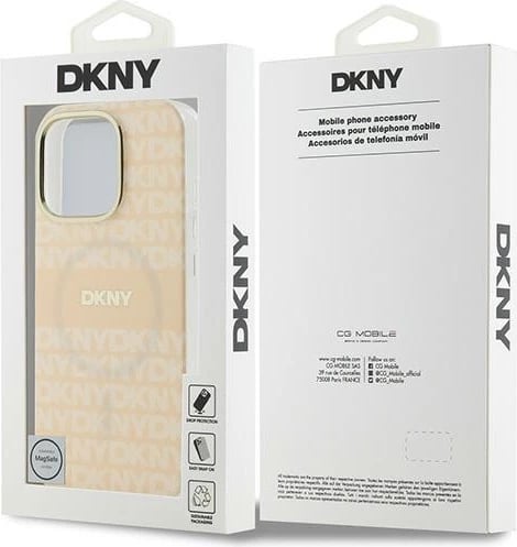 Mbështjellës DKNY Repeat Texture Pattern With Stripe për iPhone 16 Pro Max, Rozë