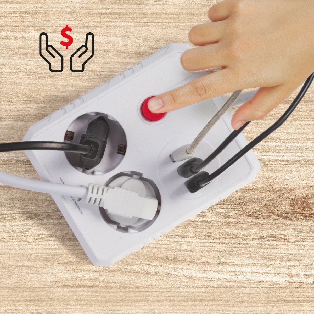 Zgjatës rryme Maclean MCE387 W 2x Schuko 3x USB 2.1A 2500W 1.5 m 110-240V i bardhë