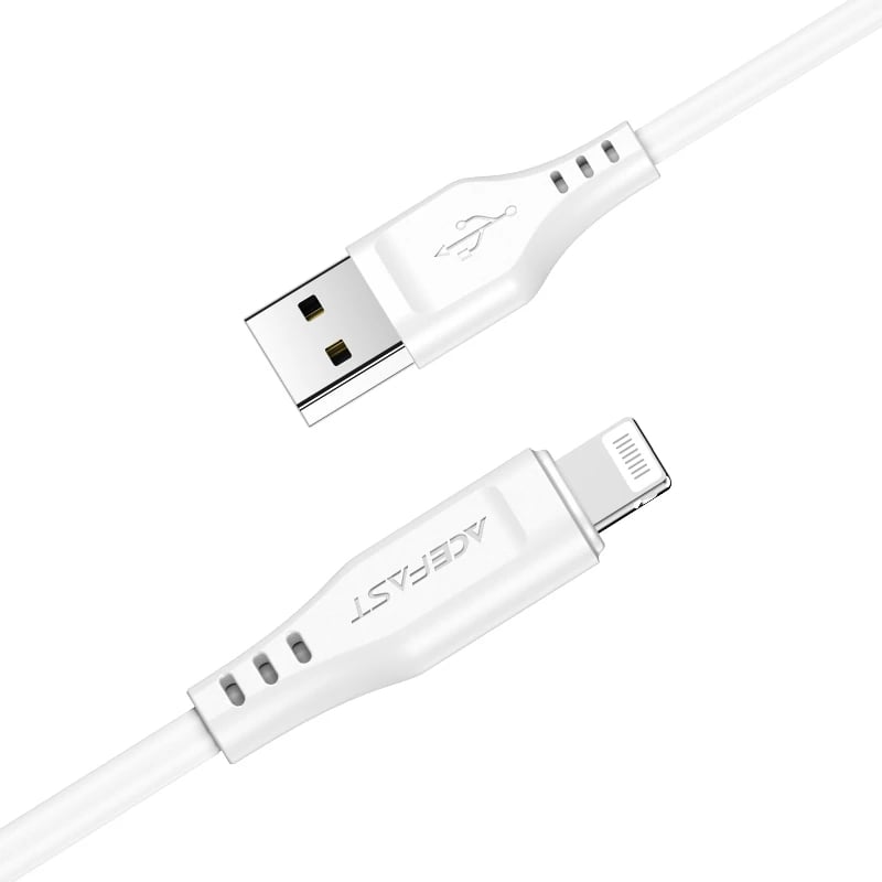 Kabllo Acefast C3-02, USB-A në Lightning, 1.2m, 2.4A, e bardhë