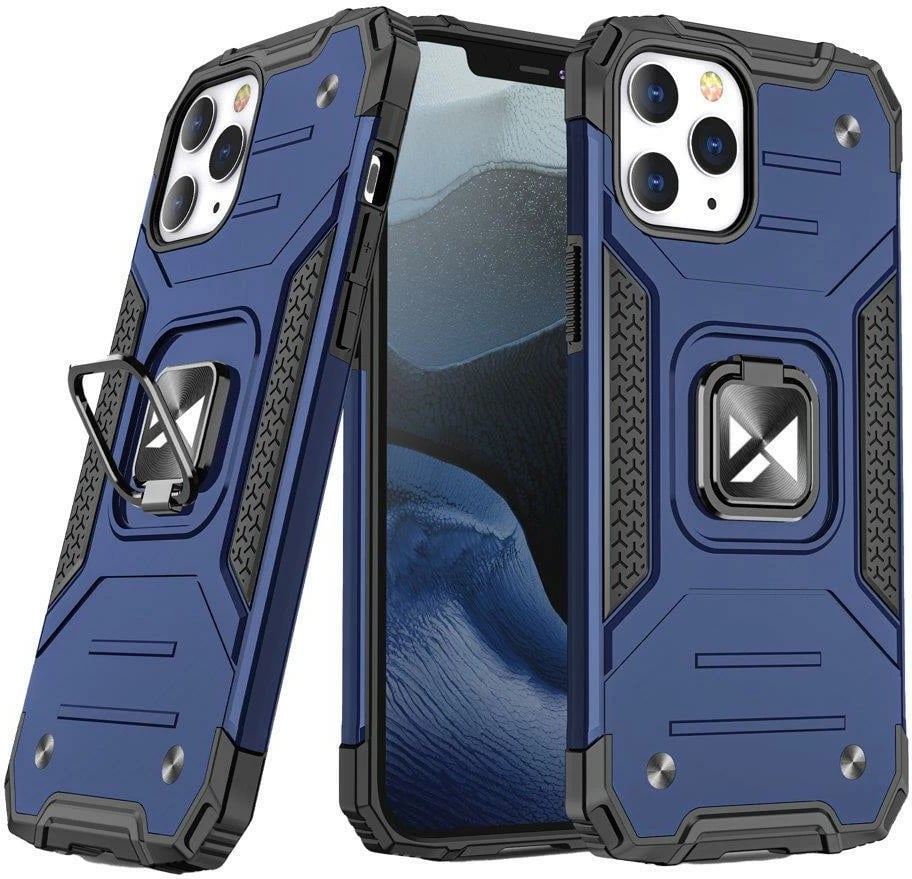 Mbështjellës Wozinsky Ring Armor për iPhone 14 Pro, me mbajtëse magnetike dhe unazë, kaltër
