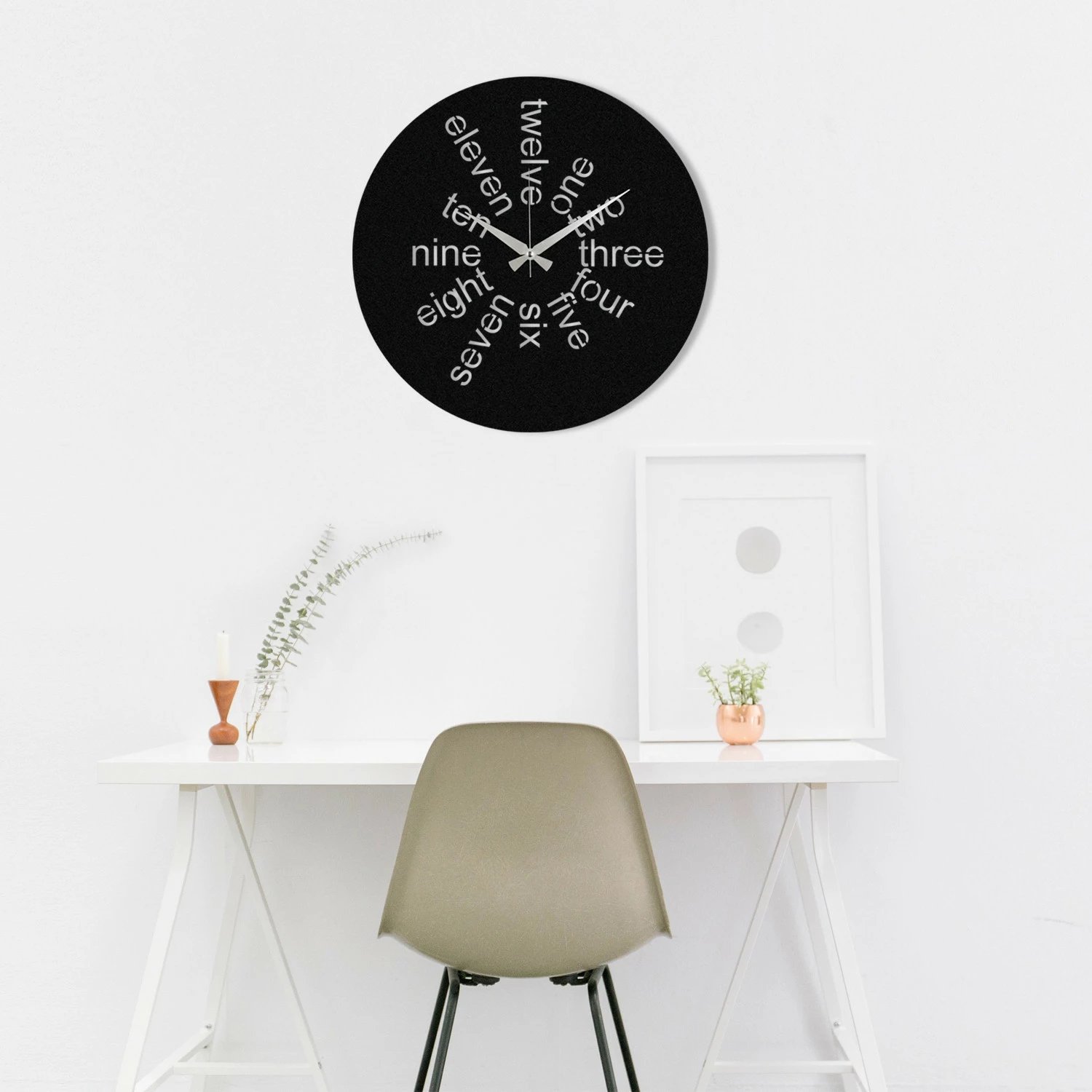 Orë muri dekorative prej metali, Wallity, Hati, e zezë, 48x48cm