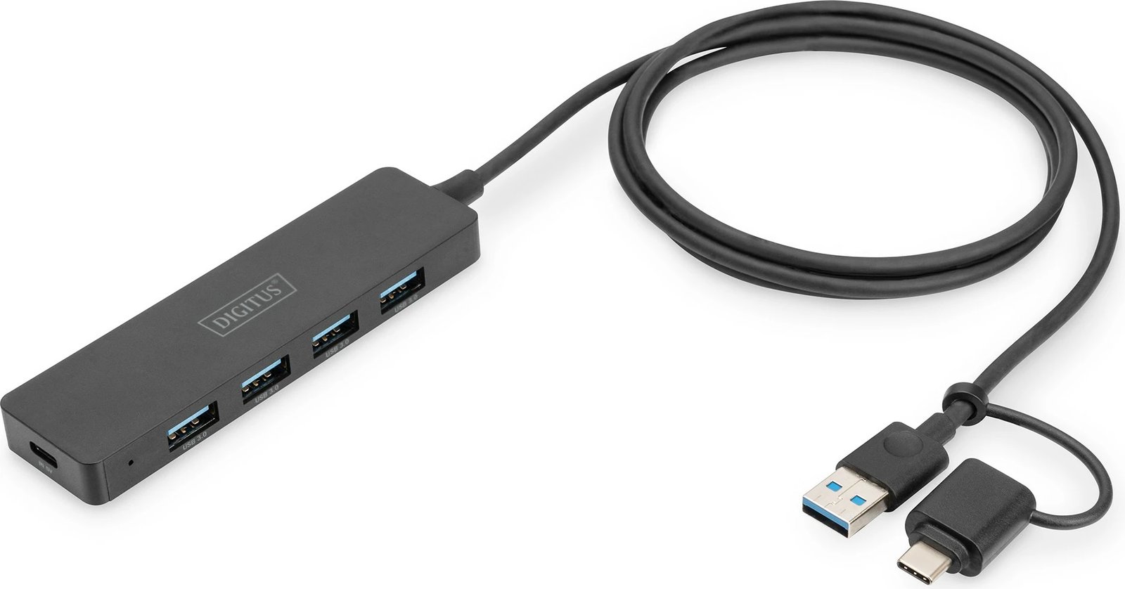 USB hub Digitus 4 porta, USB 3.0, Type-A/Type-C, 1.2m, i zi