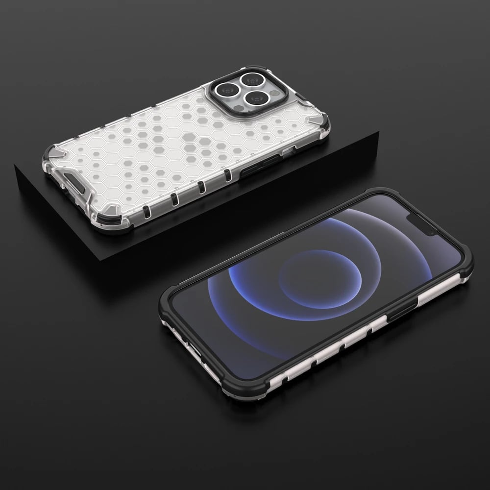 Mbështjellës Hurtel Honeycomb për iPhone 13 Pro, transparent