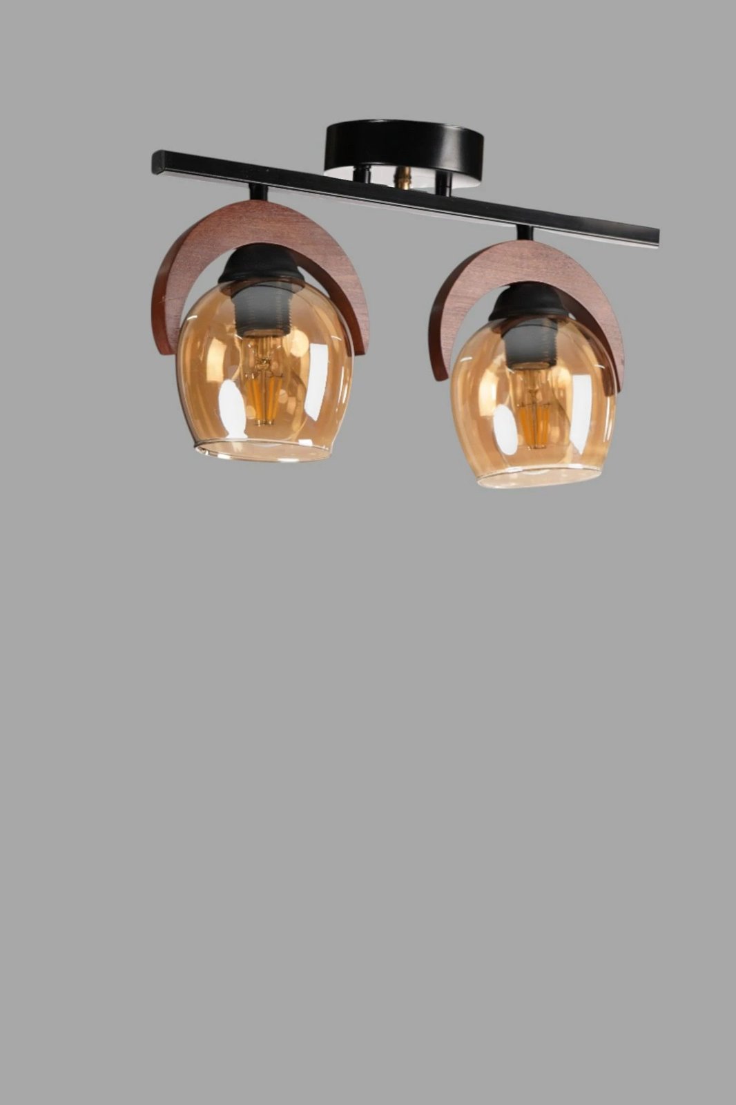 Llambë tavani Opviq, 9003-5, metal dhe dru, ngjyrë mjaltë, arre, e zezë