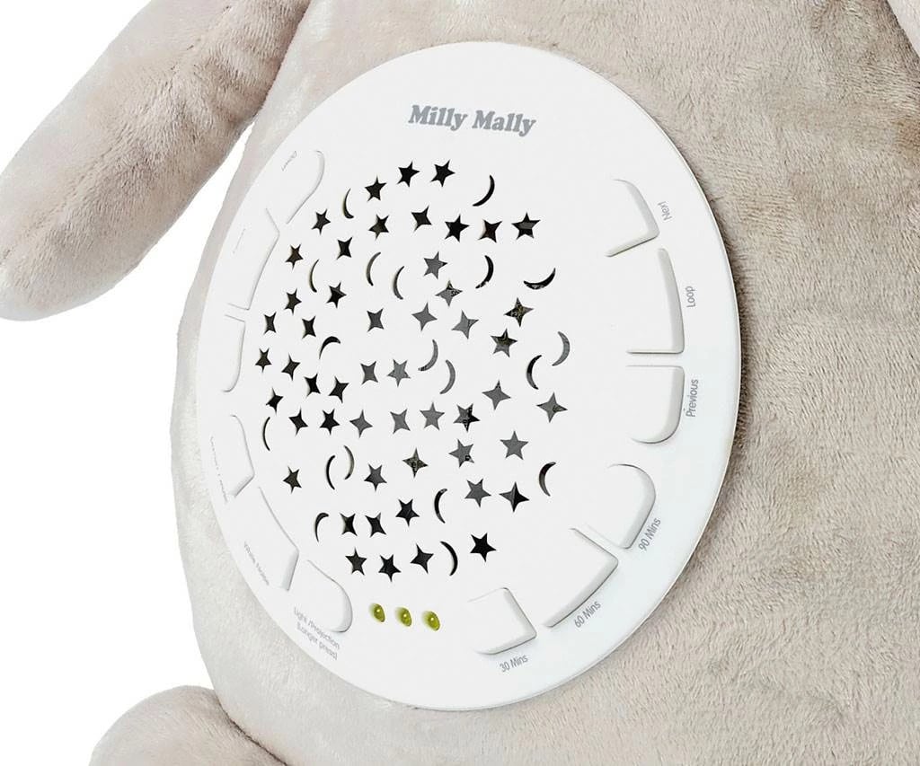 lodër pelushi koala me projektor, Milly Mally, 10 ninulla dhe 5 white noise, timer 30/60/90 min, 7 ndriçime, gri