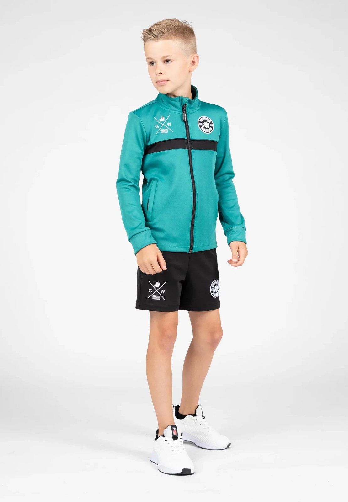 Vernon Kids Track Jacket - Teal Green