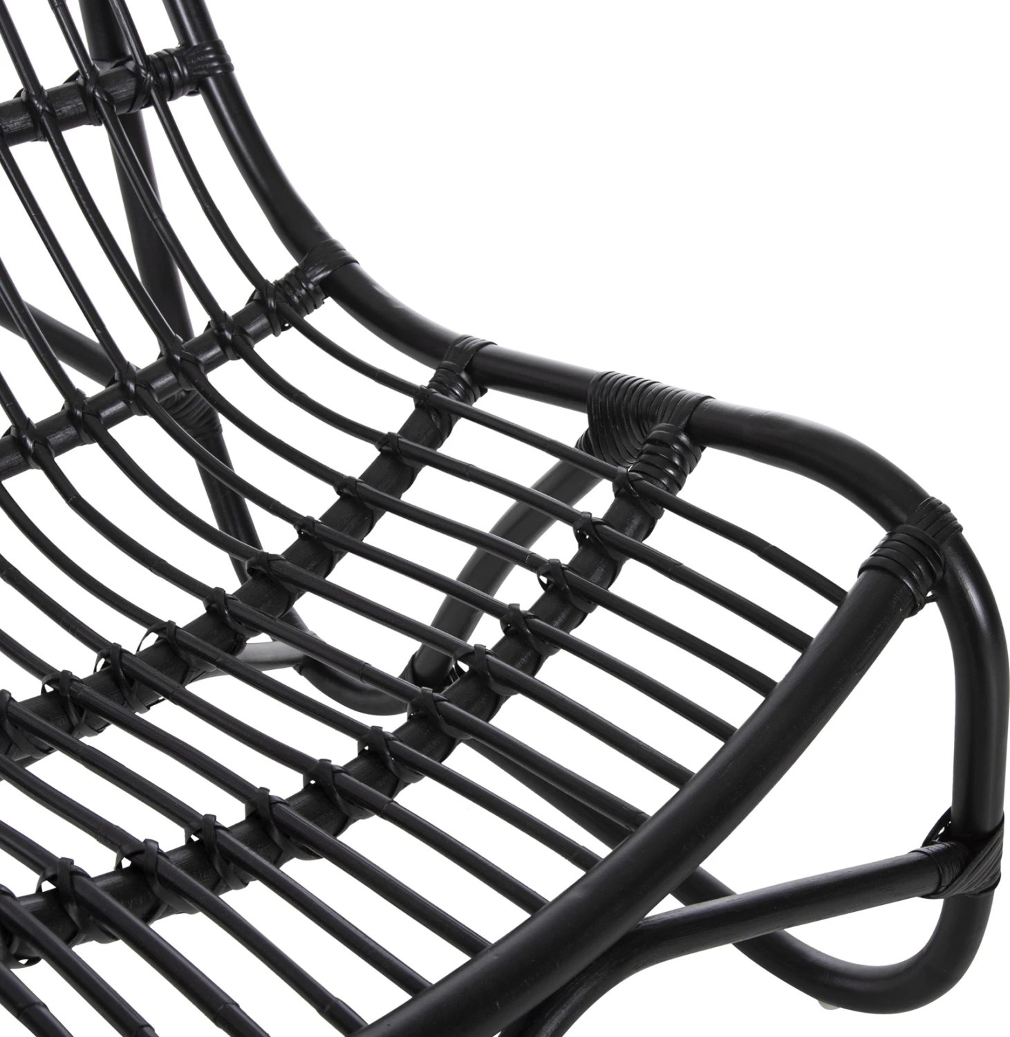 Karrige e jashtme GRINN, shkopinj Rattan, ngjyrë e zezë, 56.5x73.5x79.5H cm