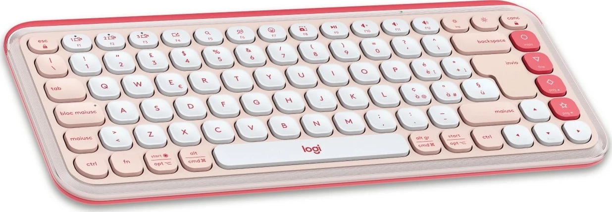 Tastierë dhe maus Logitech POP ICON COMBO, Wireless, Bluetooth, QWERTY, Rozë, Bardhë