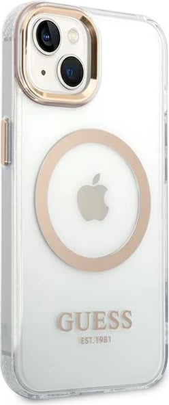 Mbështjellës Guess GUHMP14MHTRMD për iPhone 14 Plus 6.7", Metal Outline Magsafe, Transparent/Ar