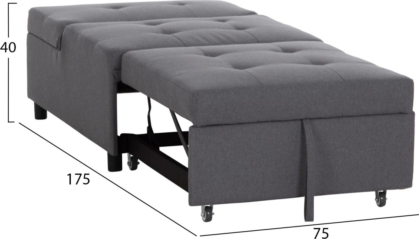 Karrige lounge-krevat LIBRE, material stof gri, FH3295.01, 75x106x89cm
