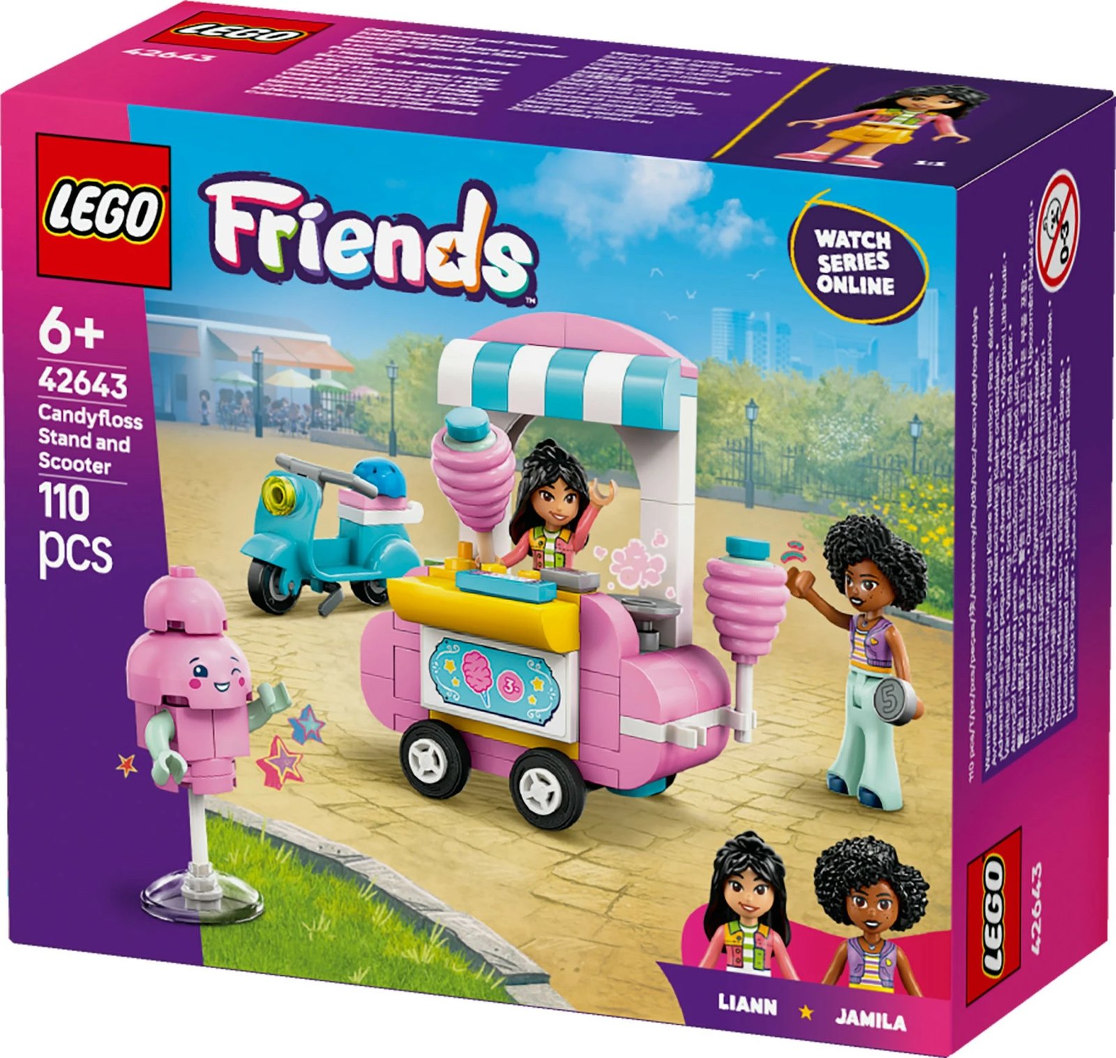 Set ndërtimi LEGO Friends 42643, kioskë sheqerka pambuku dhe skuter, 110 pjesë, shumëngjyrësh