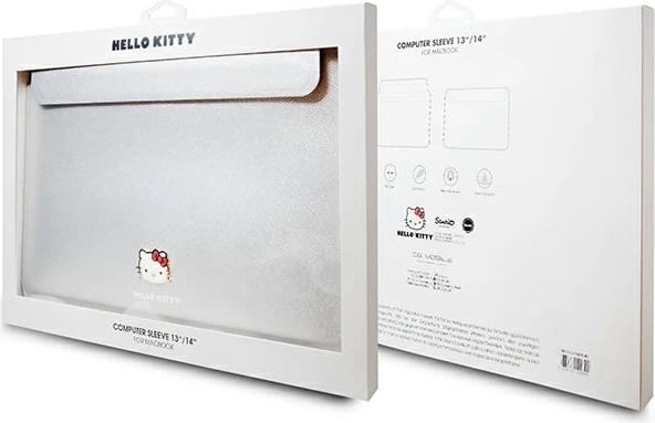 Mbështjellës laptopi Hello Kitty Metal Logo, 14 inç, argjend