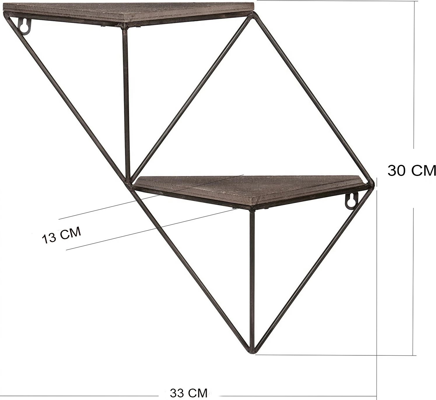 Raft dekorativ prej druri për mur, ngjyrë arre dhe e zezë, Hanah Home, Wr045