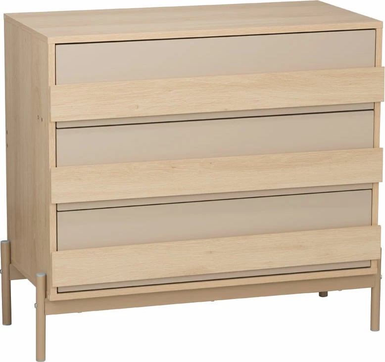 Komodë me 3 sirtarë, ngjyrë sonoma-latte, 80x40x75cm