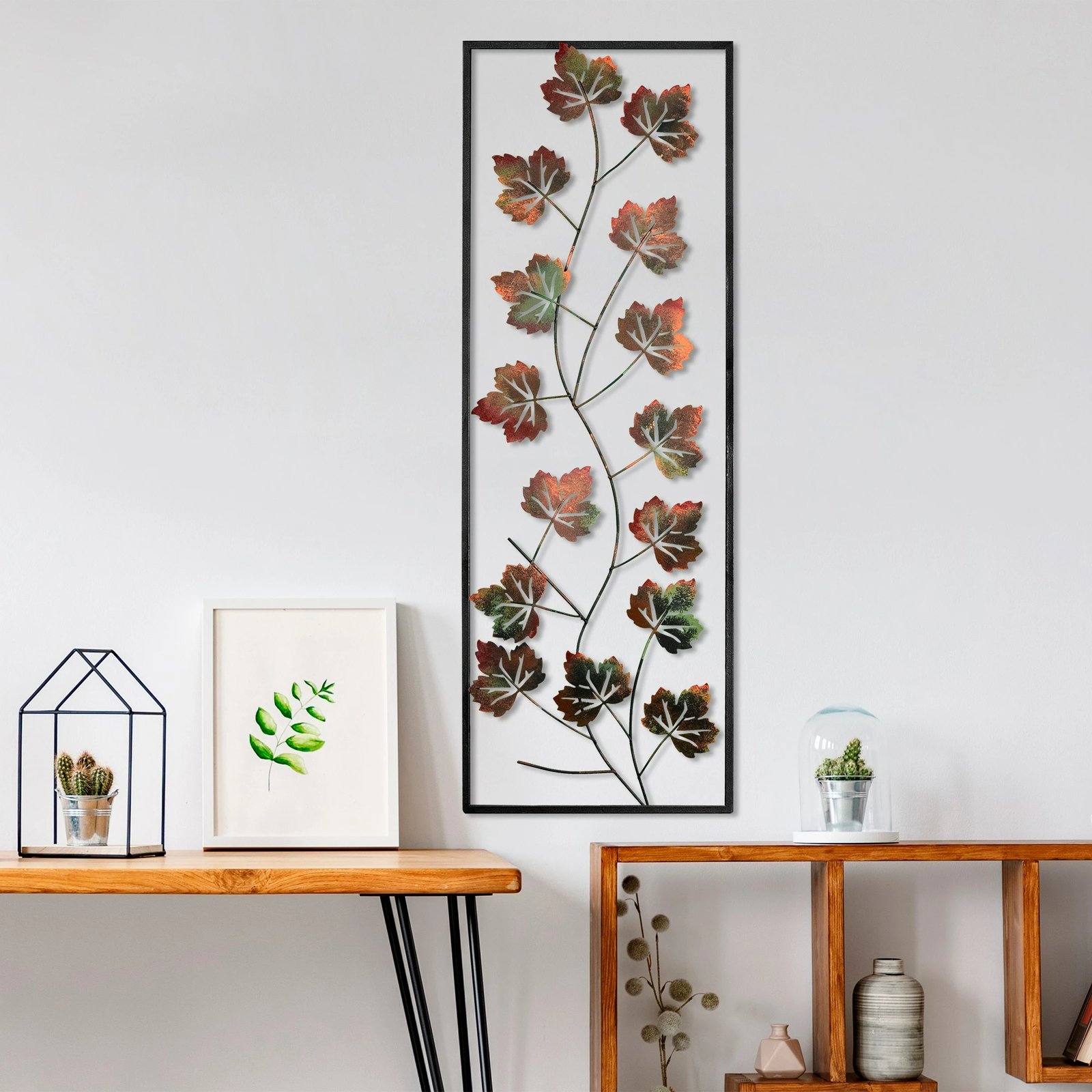 Aksesor dekorativ metalik për mur, Wallity, Platane 2, shumëngjyrësh, 32x90cm