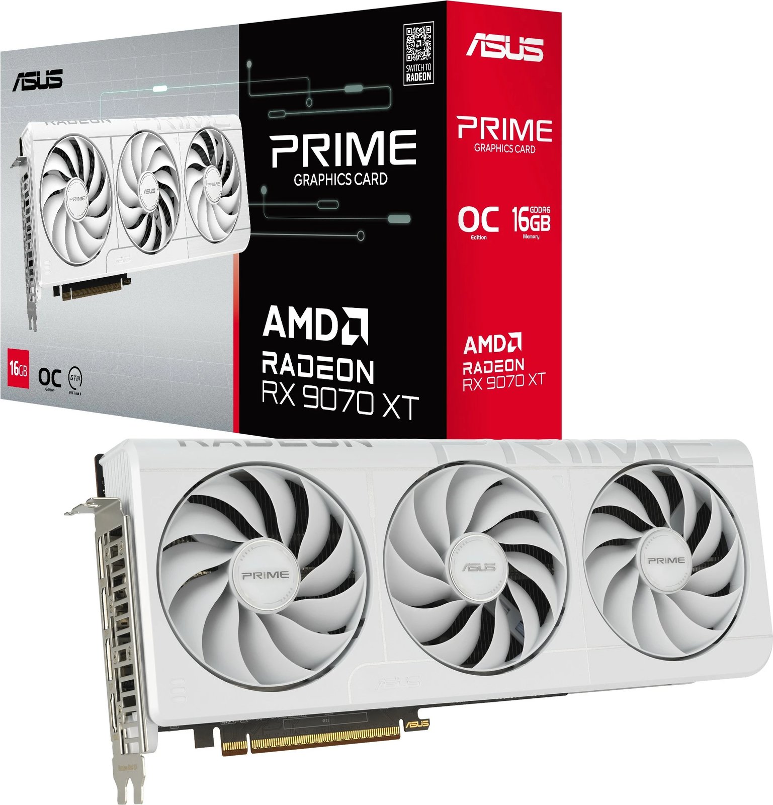 Kartelë grafike ASUS RX 9070XT PRIME 16GB GDDR6 e bardhë