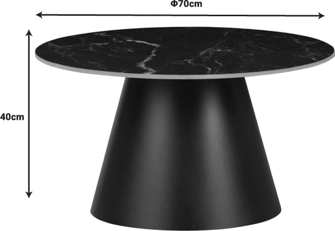 Tavolina anësore Fabrin Inart, gur i sinteruar, metal i zi, set