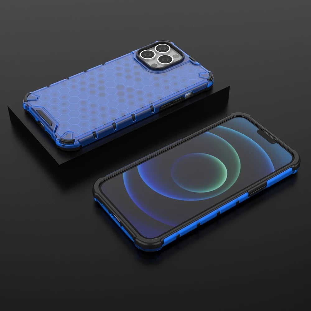 Mbështjellës Hurtel Honeycomb për iPhone 13 Pro Max, TPU/PC, kaltër