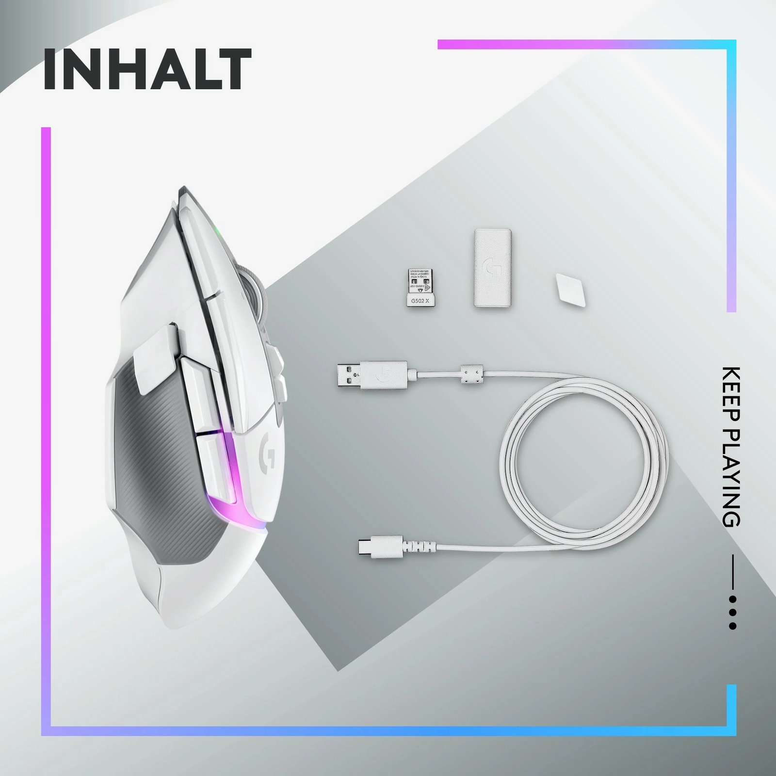 Maus gaming Logitech G502 X PLUS, wireless, RGB, 25600 DPI, i bardhë