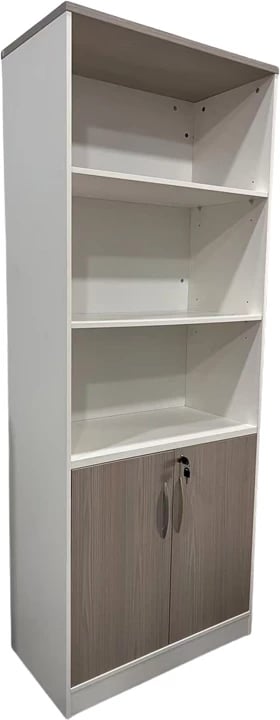 Raft librash për zyre Armadi, ngjyrë gri-bardhë, 80x40x200cm