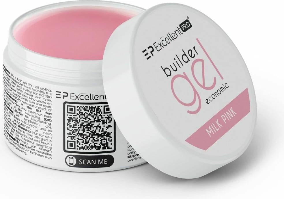 Xhel ndërtues për thonj për femra Excellent PRO Economic Milk Pink 50g