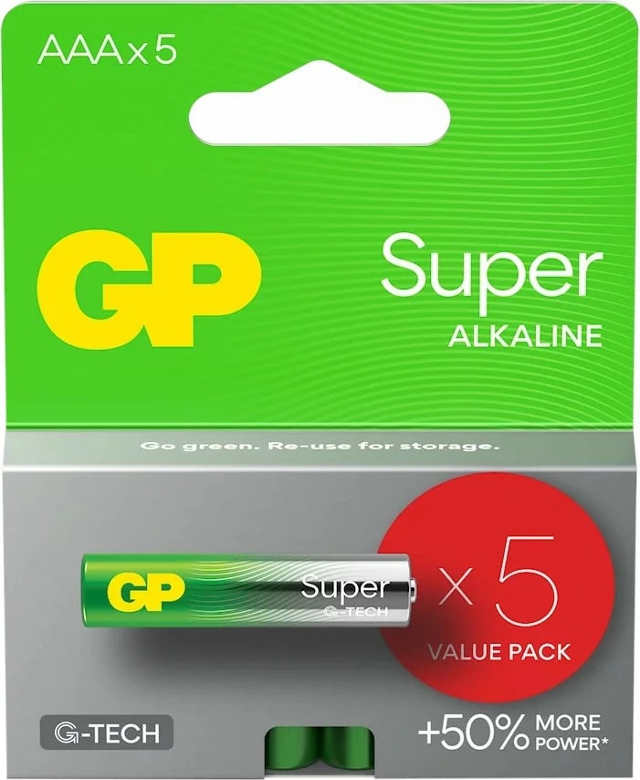 Bateri alkaline GP Super G-TECH, AAA/LR03, 5 copë