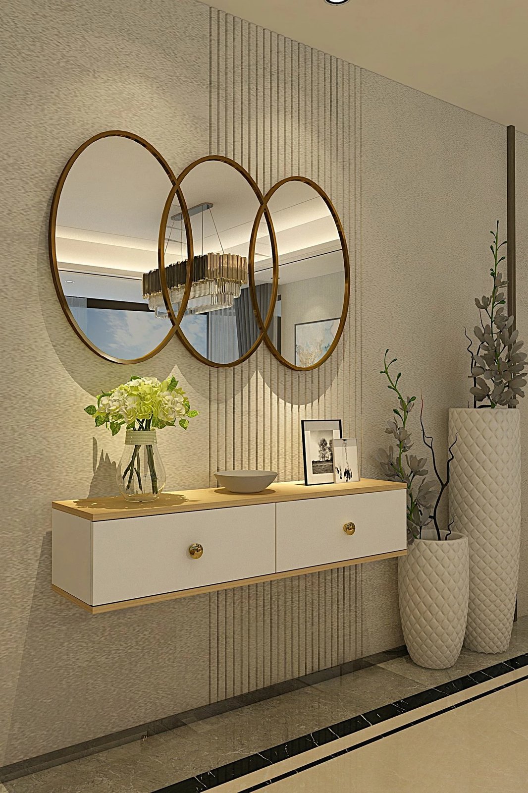 Komodë Skye Decor, Zuzu 120, ngjyrë lis safir, e bardhë