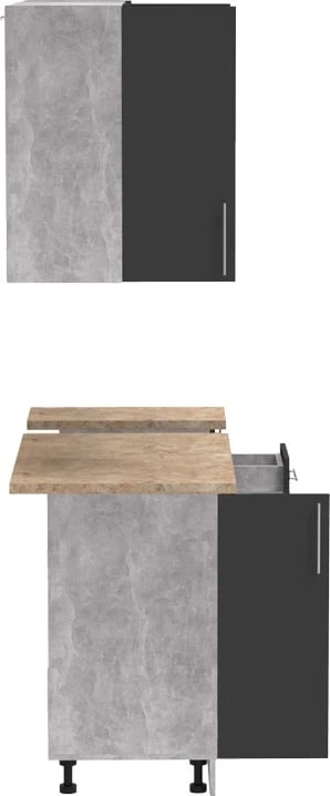 Njësi kuzhine Festa II melamine, ngjyrë gri e errët dhe sipërfaqe tavoline ngjyrë sonoma, 120x60x85cm