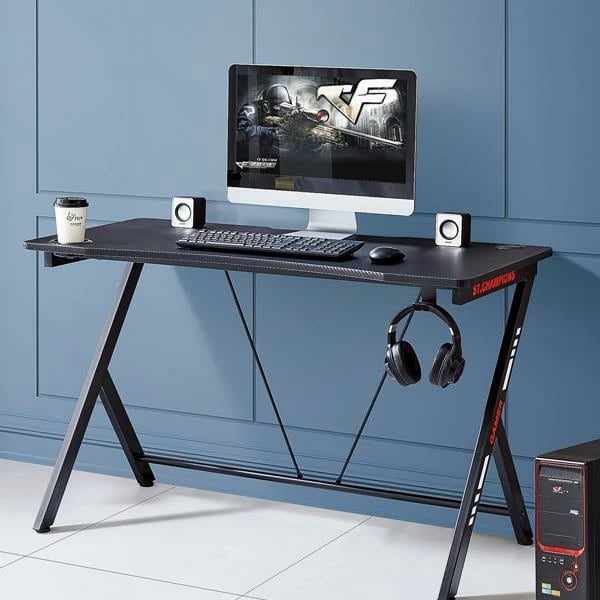 Tavolinë lojrash Nextdeco Metalike H75x120x60cm, E Zezë e Kuqe