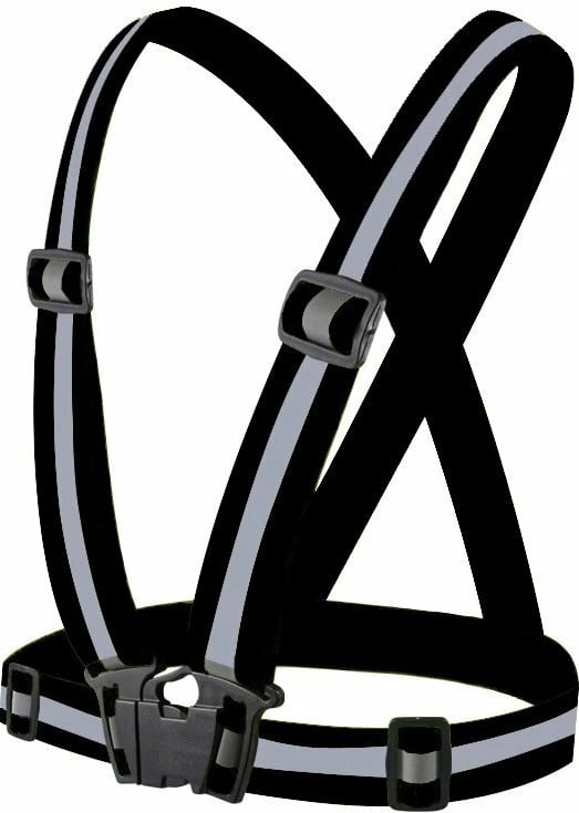 jelek reflektues i rregullueshëm Hurtel, madhësi universale, shirita 40 mm, kapëse snap, i elastik, e zezë